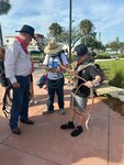 The 4th graders from Central Elementary visited Cattlemen's Square as part of their unit on the book Land Remembered by Patrick Smith. Hosted by the Okeechobee Historical Society, the students listened to presentations by Brad Phares and Dowling Watford about the history of cattle and Florida cowboys.